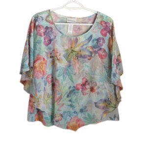 Alfred Dunner Petite 16P Pastel sleeved poncho Top